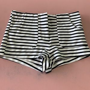 Black and white striped shorts
